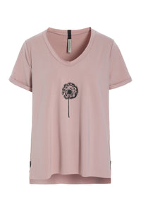 V-NECK TEE - 96105 FLOWER - NUDE