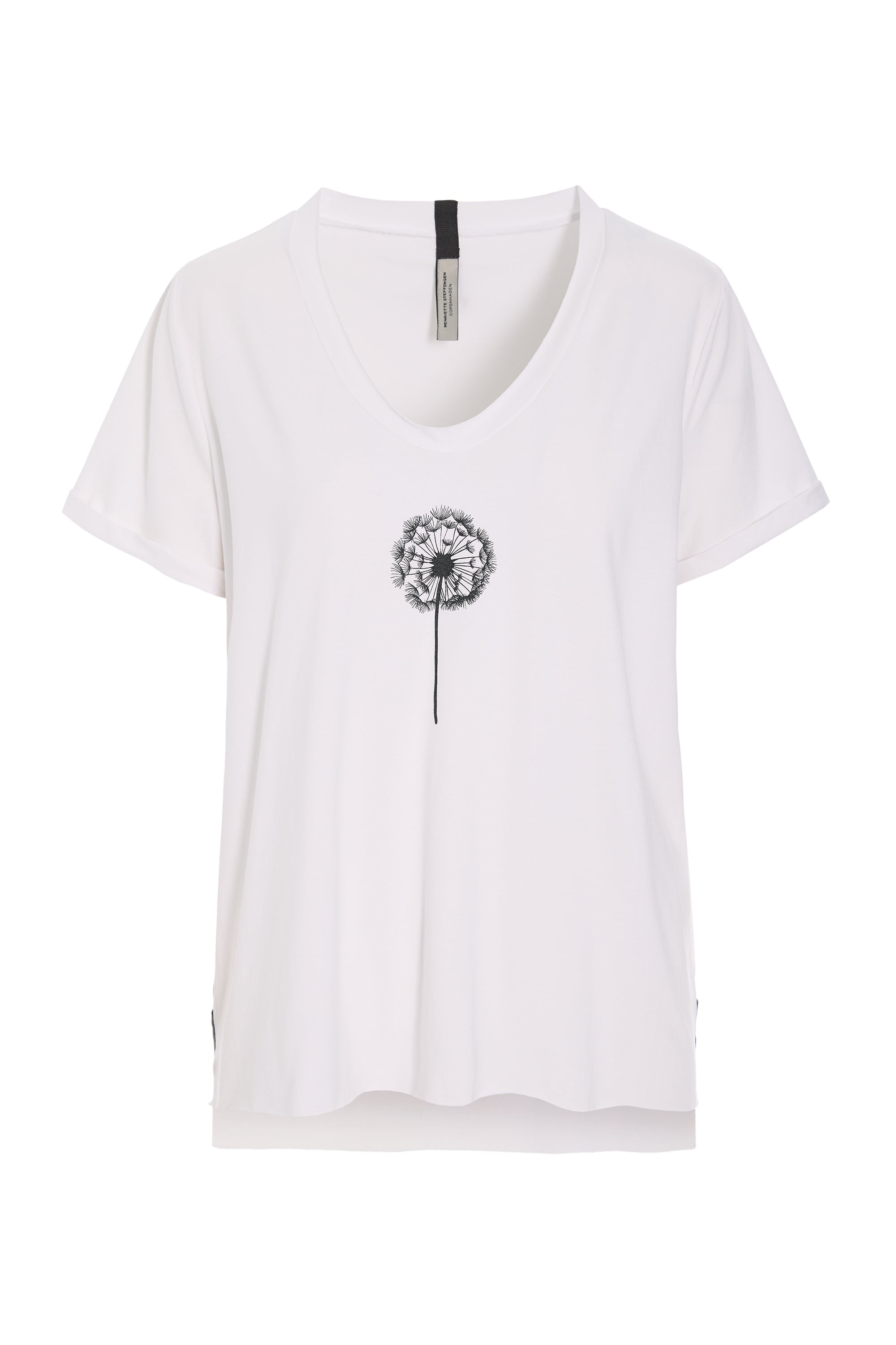 HENRIETTE STEFFENSEN COPENHAGEN V-NECK TEE - 96105 FLOWER T-SHIRTS WHITE 816