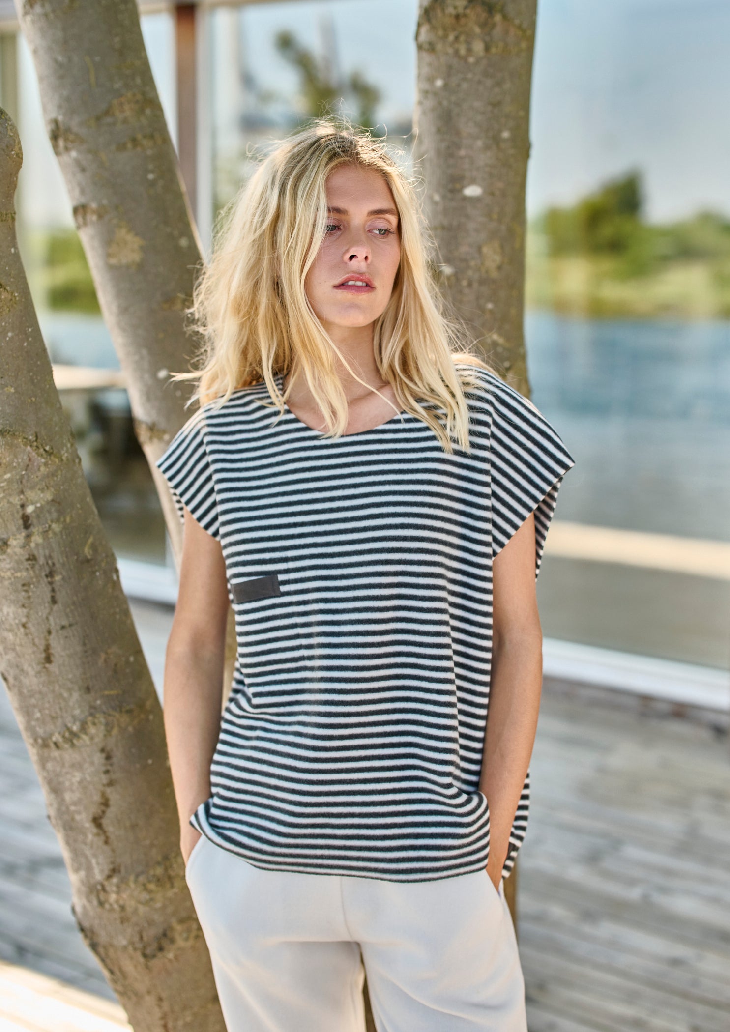 HENRIETTE STEFFENSEN COPENHAGEN WESTEN  - 1353 VESTS STRIPES B&W 673
