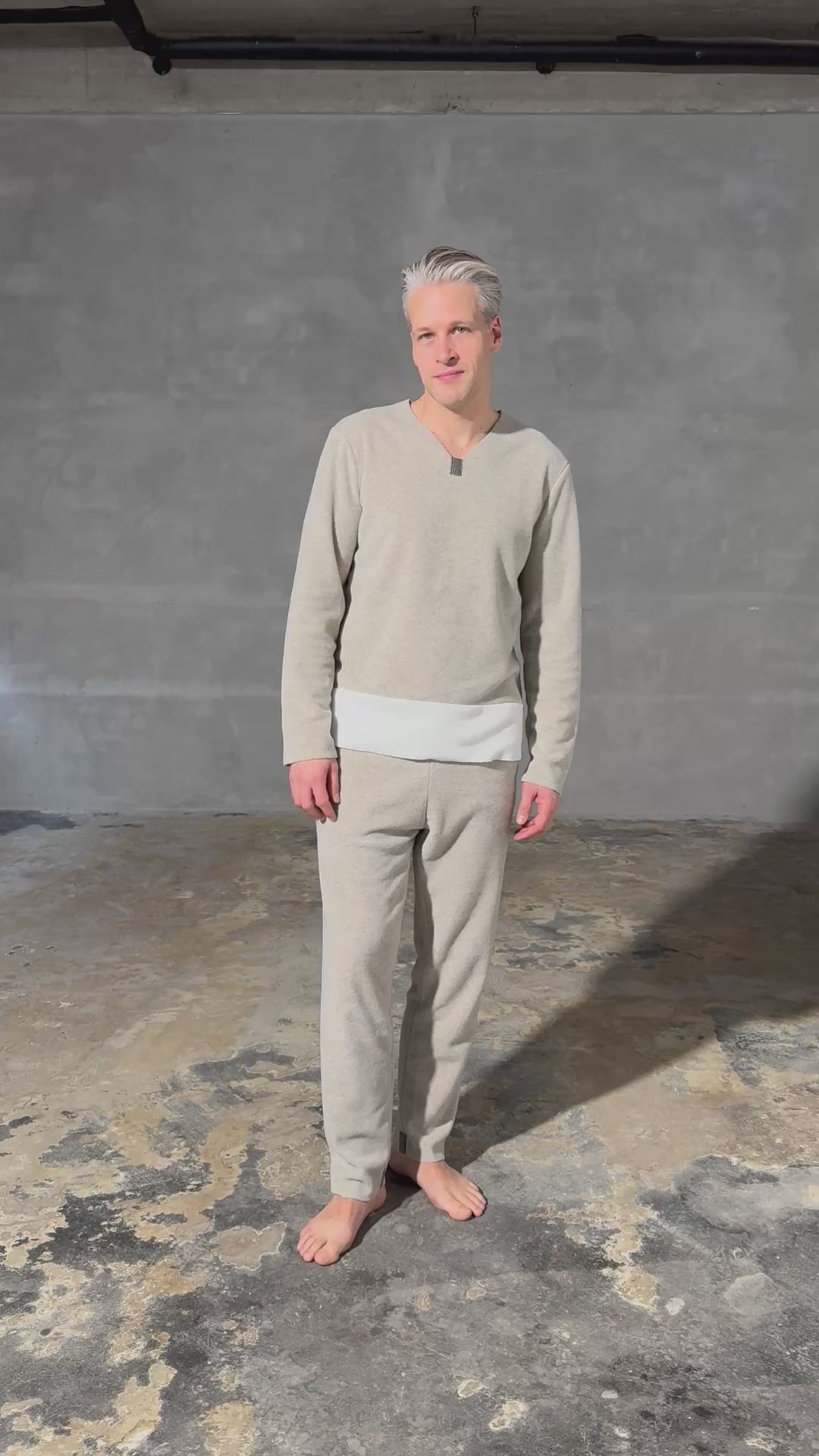 CARL BY STEFFENSEN COPENHAGEN ONE SIZE BLUSE MÂNNER - 1013C BLOUSES & SWEATERS SAND/OFF WHITE 450