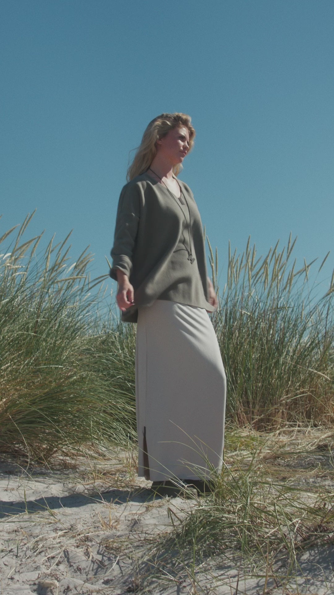 HENRIETTE STEFFENSEN COPENHAGEN BLUSE V-AUSSCHNITT - 1410 BLUSER DUSTY GREEN 609