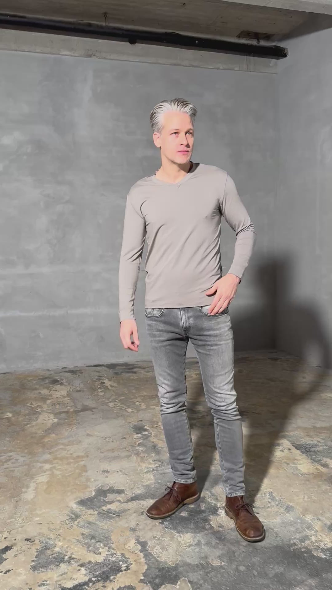 CARL BY STEFFENSEN COPENHAGEN T-SHIRT V-AUSSCHNITT LANGARM - 1021C T-SHIRTS ELEPHANT 654