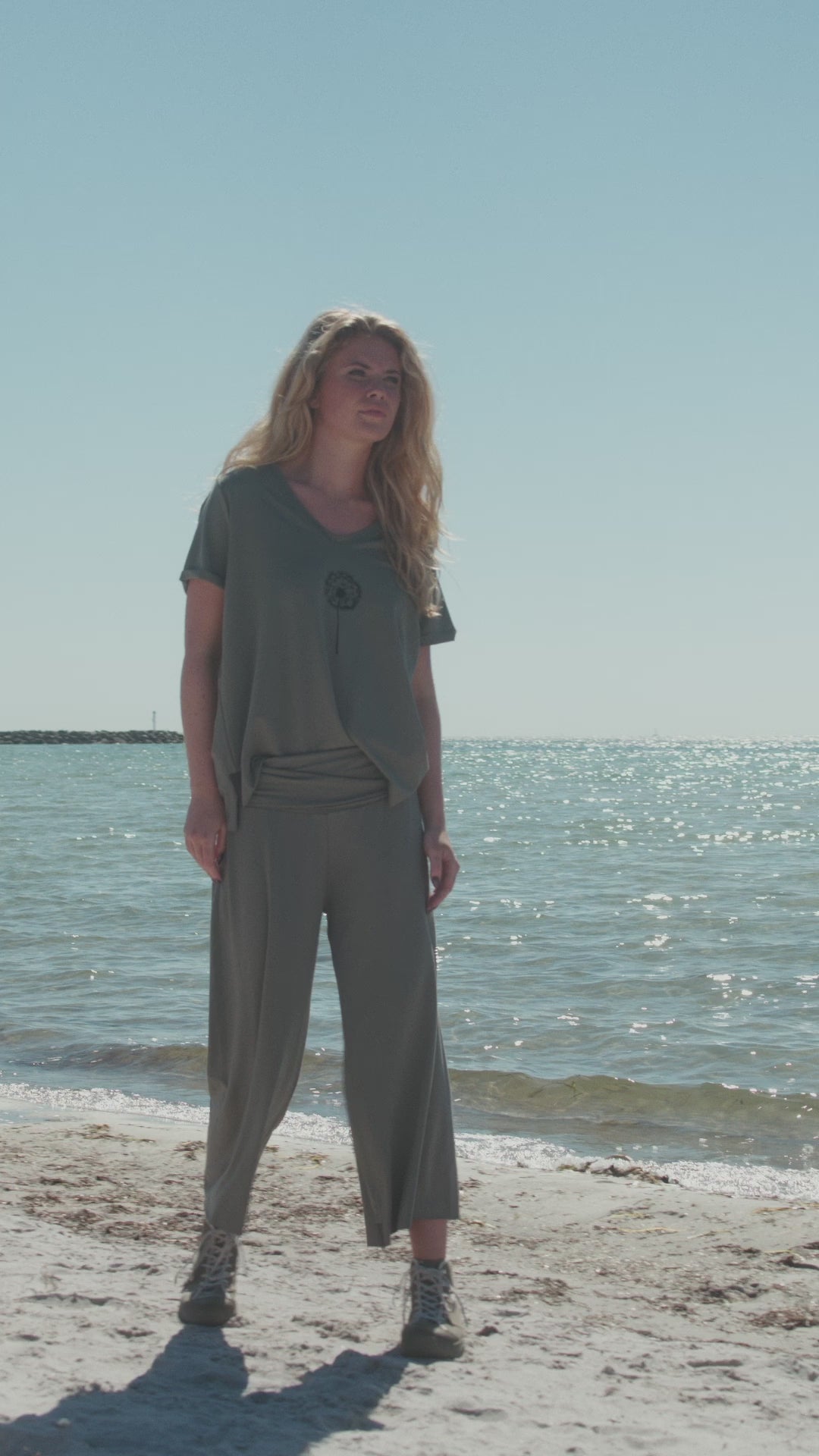 HENRIETTE STEFFENSEN COPENHAGEN HOSE MIT FALTEN AN DER TAILLE - 99017 BUKSER DUSTY GREEN 609